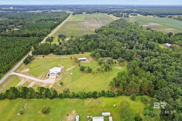 aerial view with a rural view