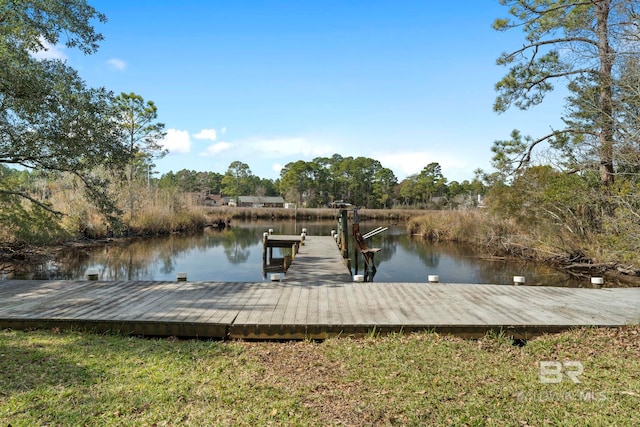 view of dock featuring a water view