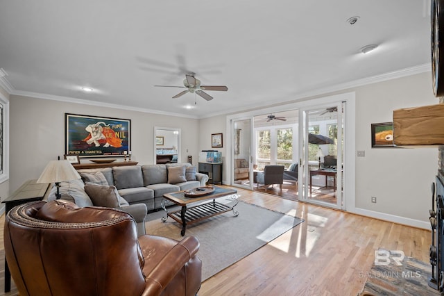 22649 Alice Ln, Fairhope, AL 36532 - living room featuring recessed lighting, baseboards, wood finished floors, and crown molding