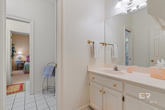 bathroom with vanity and tile patterned floors