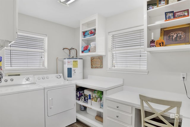 laundry area with laundry area, washer and dryer, and electric water heater
