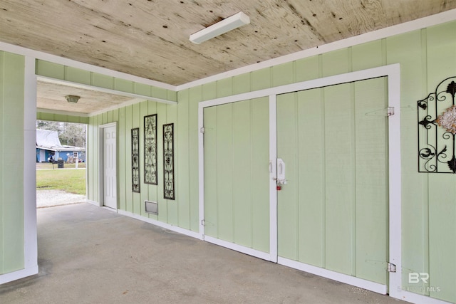 interior space featuring wood ceiling