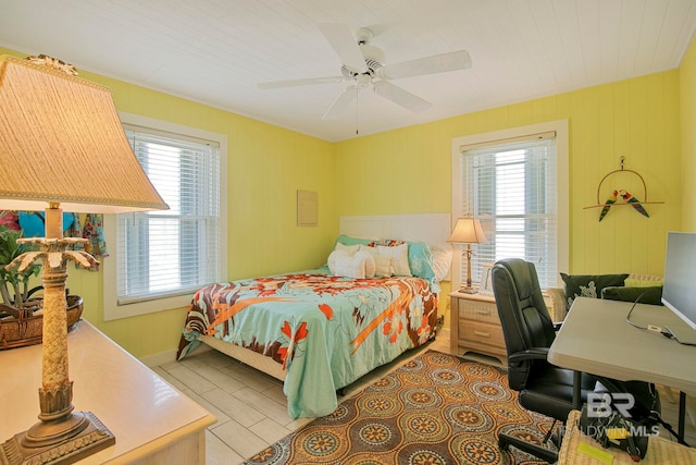 8239 Gulf Beach Ln, Gulf Shores, AL 36542 - bedroom featuring wood ceiling and ceiling fan