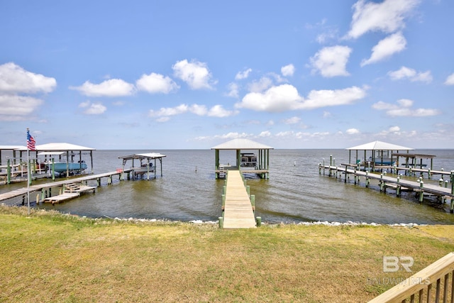 8239 Gulf Beach Ln, Gulf Shores, AL 36542 - view of dock with a water view and boat lift