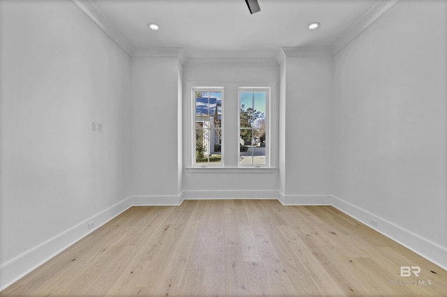 309-C S School St, Fairhope, AL 36532 - empty room with crown molding, recessed lighting, baseboards, and wood finished floors