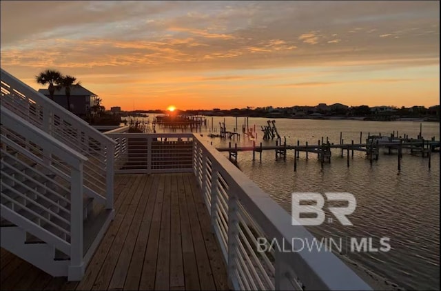 view of dock featuring a water view