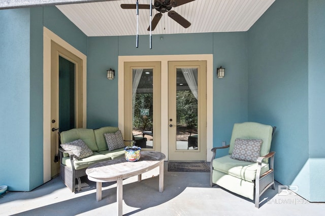 view of patio / terrace featuring ceiling fan