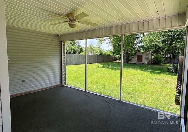 33580 Woodlands Dr, Lillian, AL 36549 - unfurnished sunroom featuring a ceiling fan