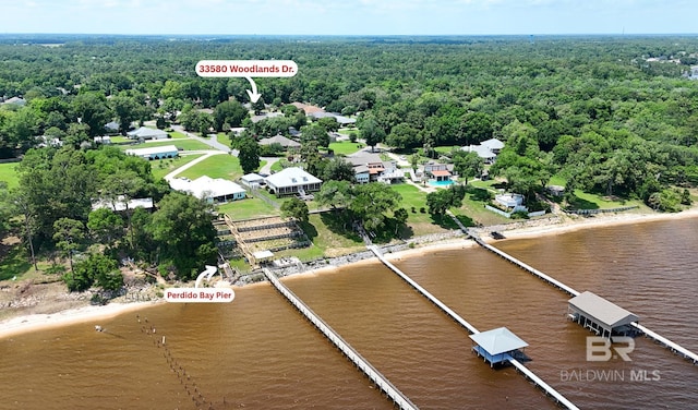 33580 Woodlands Dr, Lillian, AL 36549 - bird's eye view of a heavily wooded area and a nearby body of water