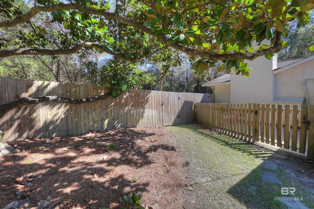 view of yard featuring a fenced backyard