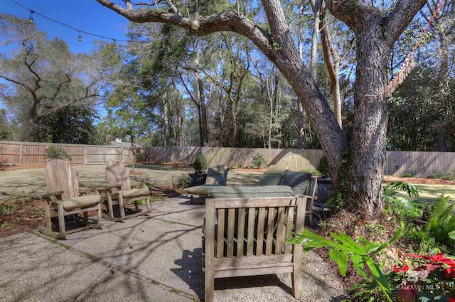 view of patio with a fenced backyard