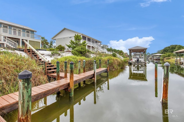 view of dock featuring a water view