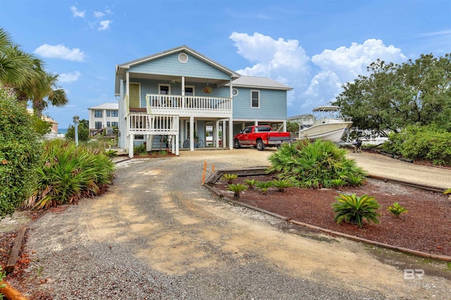 raised beach house with covered porch