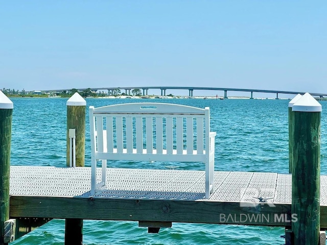 view of dock featuring a water view