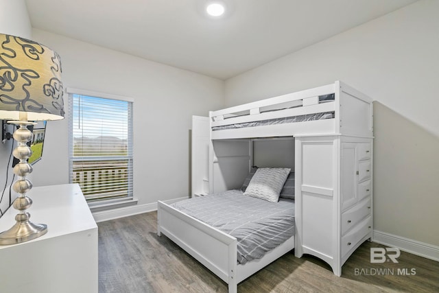 bedroom featuring dark hardwood / wood-style flooring