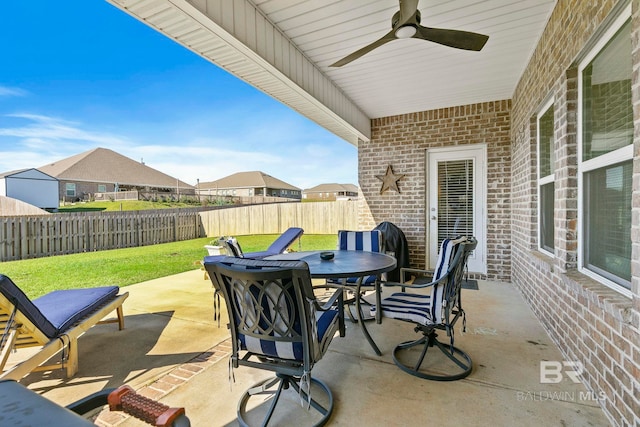 view of patio with ceiling fan