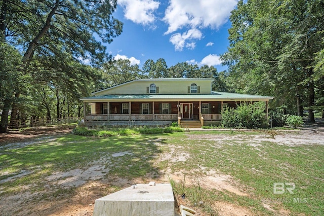 back of property featuring a porch