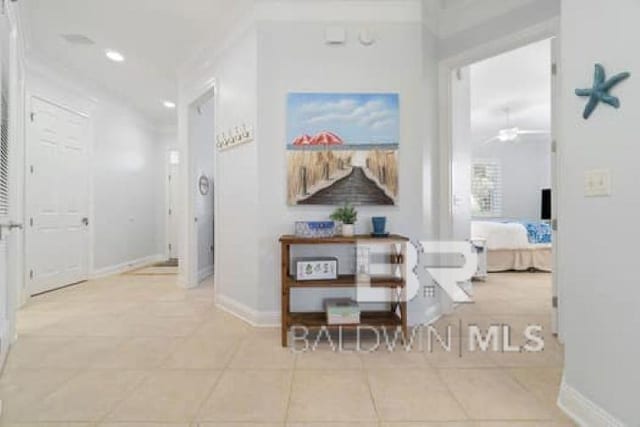 200 Peninsula Blvd Unit E101, Gulf Shores, AL 36542 - corridor featuring tile patterned flooring, baseboards, and recessed lighting