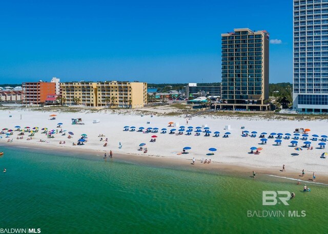 property view of water with a beach view