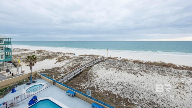 view of water feature featuring a beach view