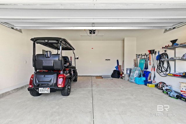 garage with a garage door opener