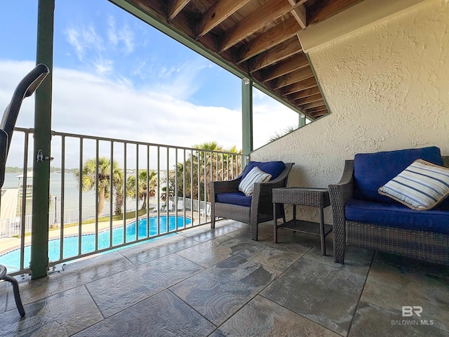 balcony with a patio area