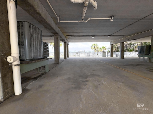 garage featuring central AC unit