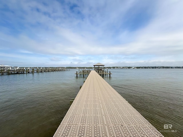 view of dock featuring a water view