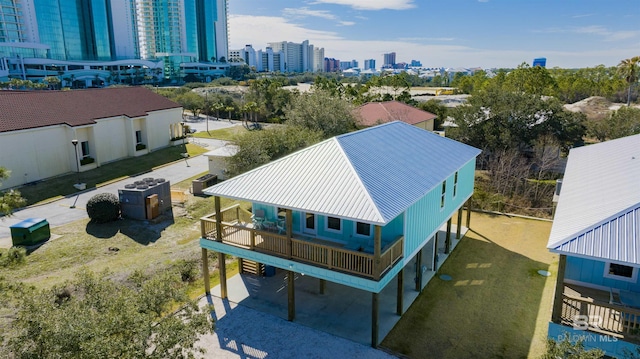 drone / aerial view with a city view