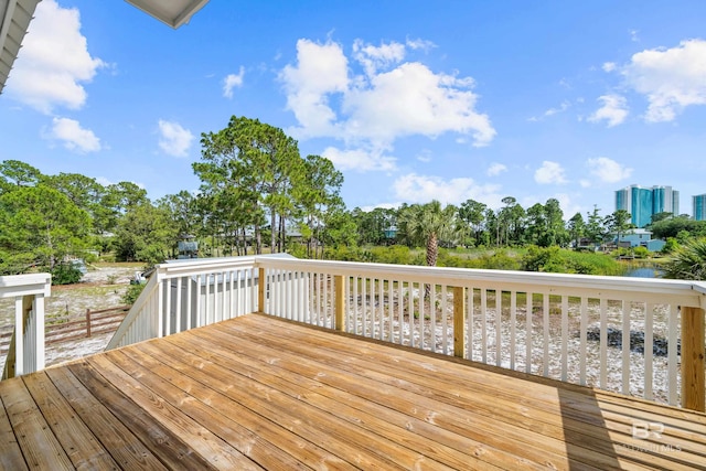 26498 Carondelette Dr, Orange Beach, AL 36561 - deck with view of wooded area