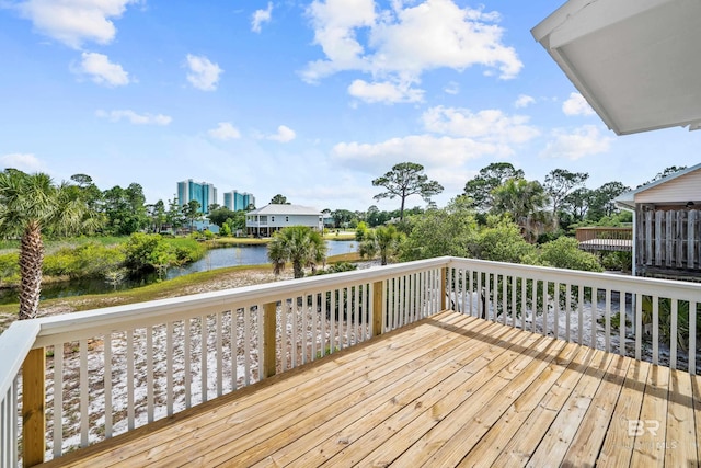 26498 Carondelette Dr, Orange Beach, AL 36561 - wooden terrace featuring a water view