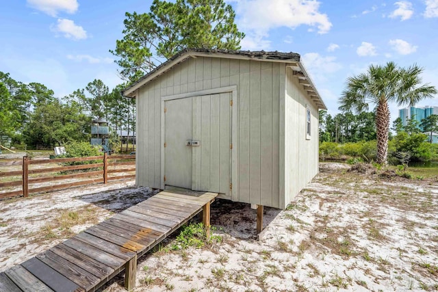 26498 Carondelette Dr, Orange Beach, AL 36561 - view of shed featuring fence