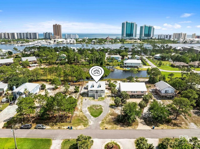 26498 Carondelette Dr, Orange Beach, AL 36561 - drone / aerial view of a nearby body of water and a skyline view