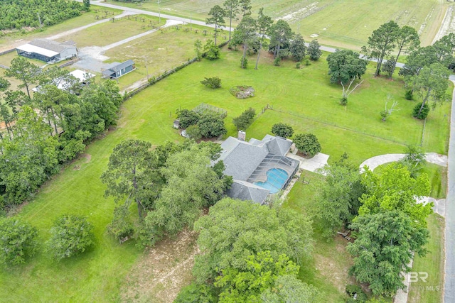 drone / aerial view with a rural view