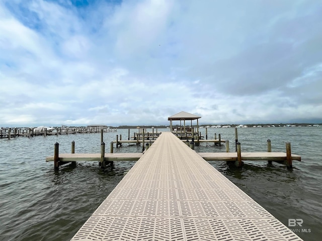 view of dock featuring a water view