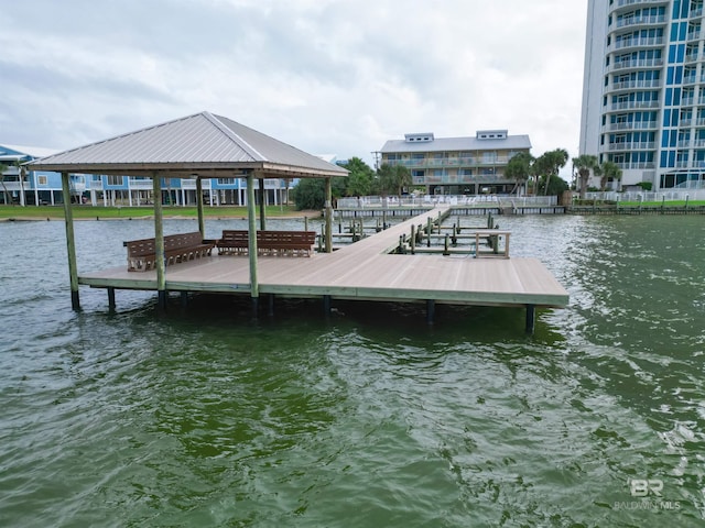 view of dock featuring a water view