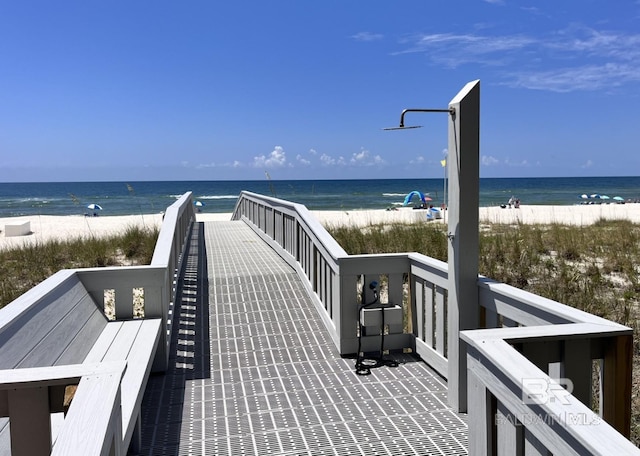 view of water feature featuring a view of the beach