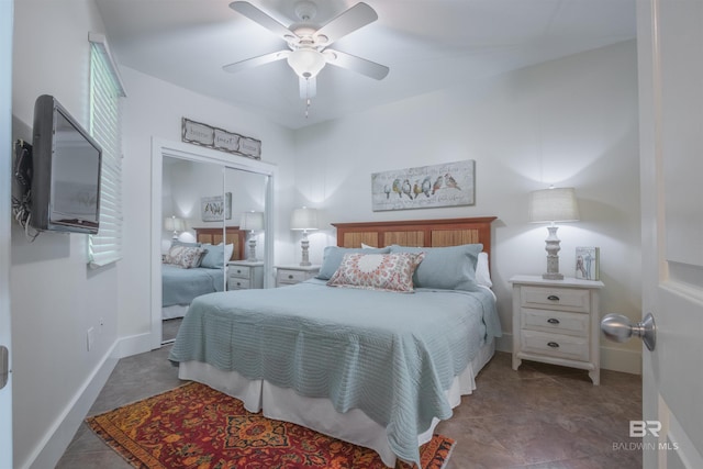 bedroom featuring ceiling fan