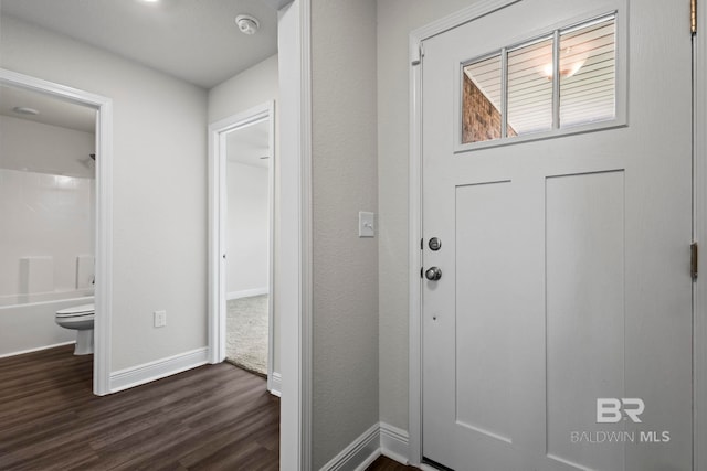 1311 Plymouth Dr, Foley, AL 36535 - foyer featuring dark wood-style floors and baseboards