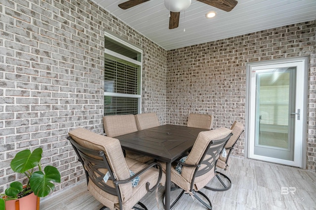 wooden deck with ceiling fan