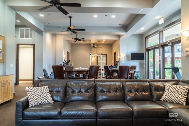 1430 Regency Rd Unit J302, Gulf Shores, AL 36542 - carpeted living area with a ceiling fan, recessed lighting, and baseboards