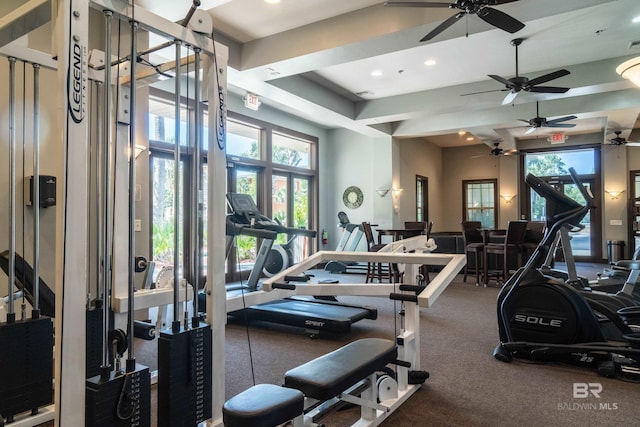 1430 Regency Rd Unit J302, Gulf Shores, AL 36542 - exercise room with ceiling fan, recessed lighting, healthy amount of natural light, and carpet floors