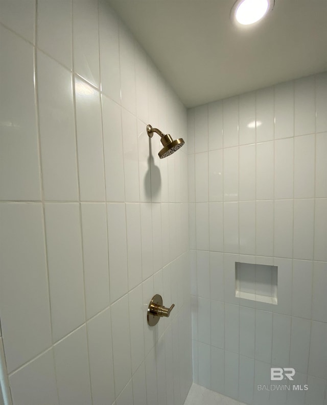 interior details featuring tiled shower