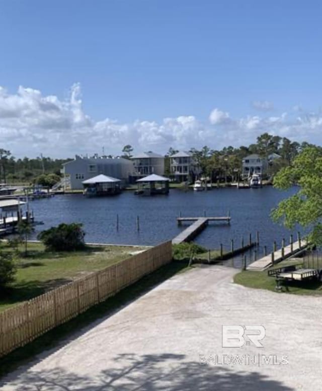 view of water feature featuring a dock