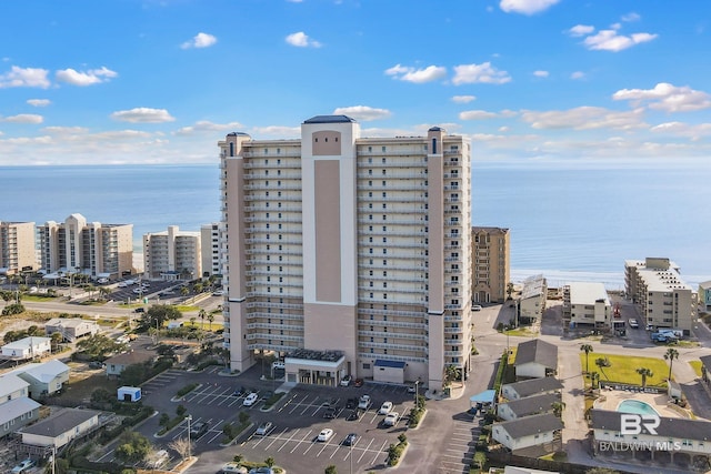 exterior space with a water view