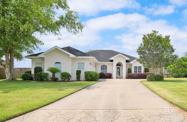 single story home featuring a shingled roof