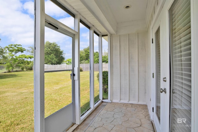 view of unfurnished sunroom