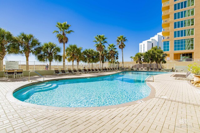 view of pool featuring a patio area