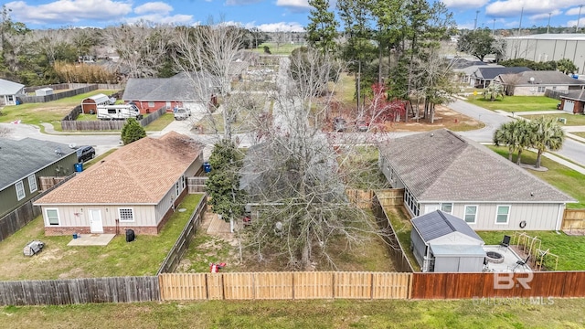 aerial view with a residential view