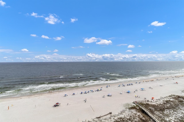 view of water feature featuring a beach view
